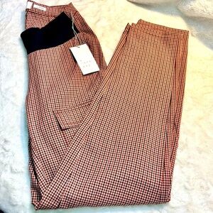 NWT Plaid Pants A New Day Stretch Panel Adaptive Pants Brown Red Cream Pockets